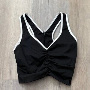 Black and White Ruched Tank